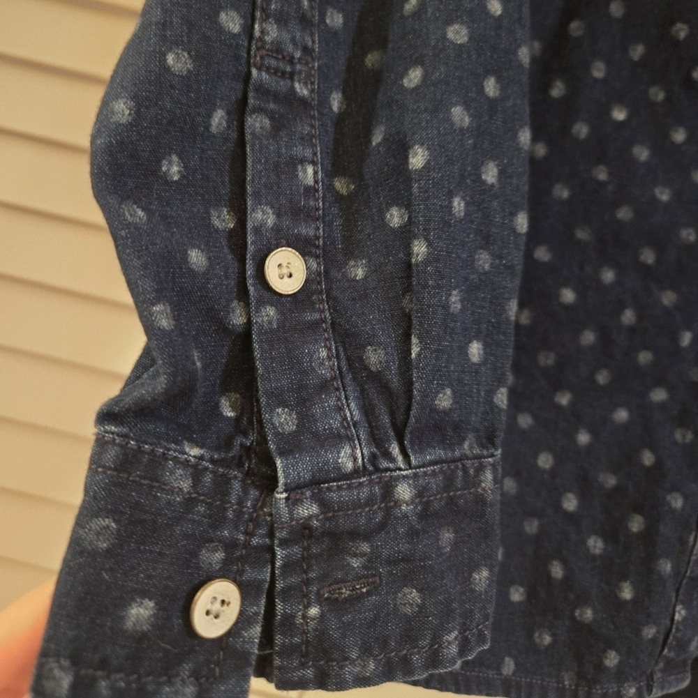 Madewell Boyfriend Polka Dot Chambray Button Down Shirt Size Small - Picture 3 of 8
